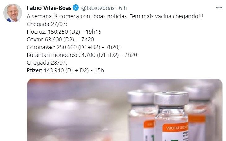  Bahia receberá 613 mil doses de vacina contra covid a partir desta terça-feira