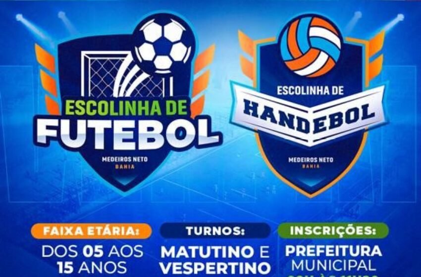  Esporte: Prefeitura de Medeiros Neto abre inscrições para Escolinhas de Futebol e de Handebol