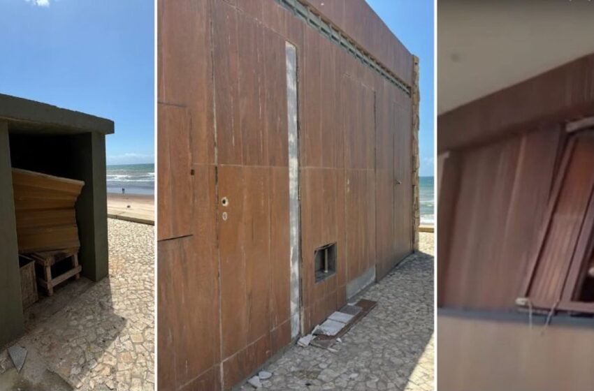  Antes de entrega, quiosques da nova orla da Boca do Rio já mostram sinais de arrombamento e desgaste