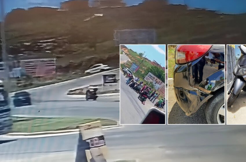  Acidente entre carro e moto deixa motociclista levemente ferida no trevo de Medeiros Neto