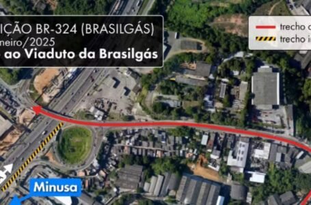 Tráfego será alterado na BR-324 neste sábado para continuação de obra da Embasa em adutora