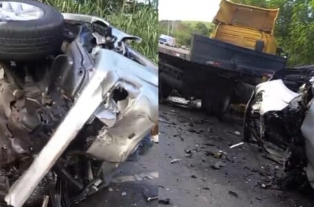 Acidente na BR-101 deixa três vítimas fatais; bombeiros resgatam corpos das ferragens em Teixeira de Freitas