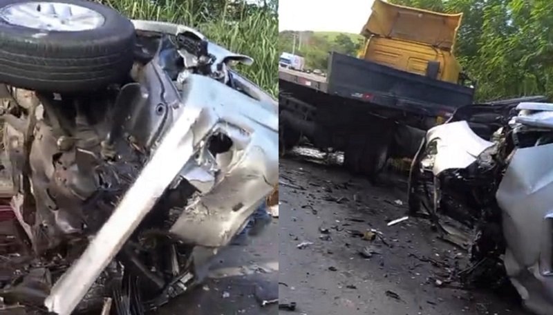  Acidente na BR-101 deixa três vítimas fatais; bombeiros resgatam corpos das ferragens em Teixeira de Freitas